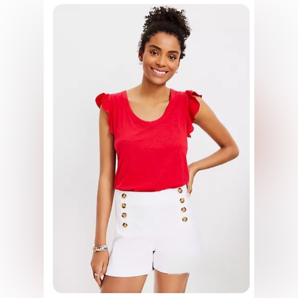 NWT Loft tango red flutter sleeve top- size small